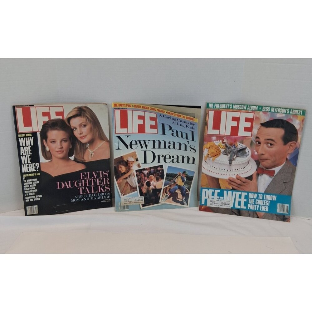 VTG Life Magazines Lot of 3 Aug Sept Dec 1988 Paul Newman Elvis Presley Daughter